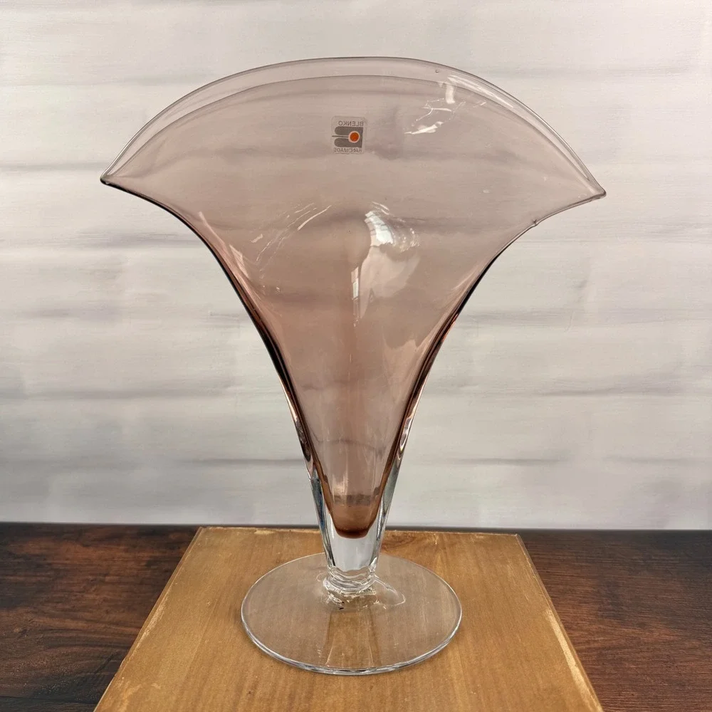 Blenko 872 Fan Vase Dusty Rose Art Glass